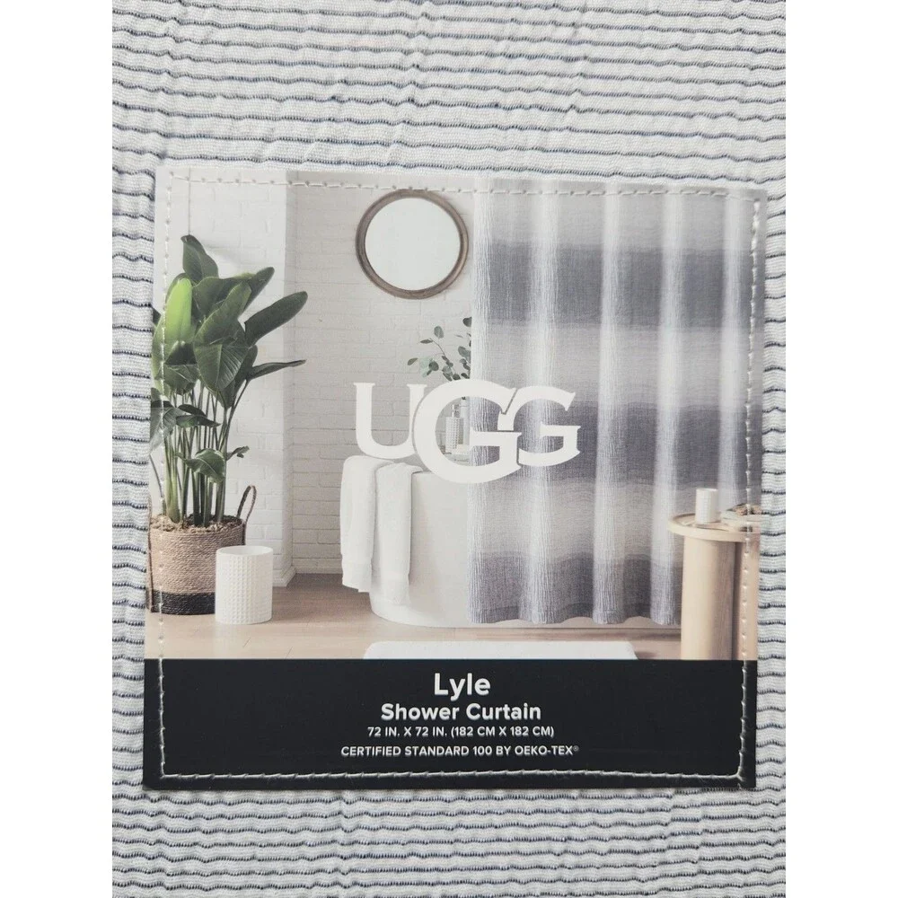 UGG Lyle Shower Curtain Navy Multicolor Stripe Polyester Spandex 72 In × 72 In